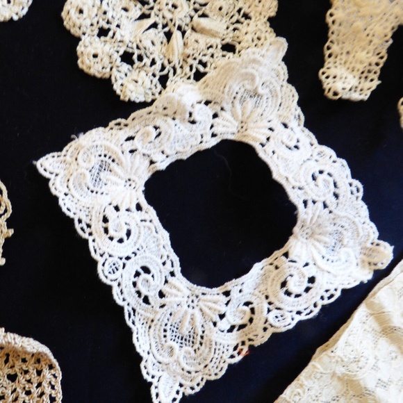 VTG antique Victorian hand made Trims Lace Edgings Patches 21 pieces ecru - Picture 5 of 11
